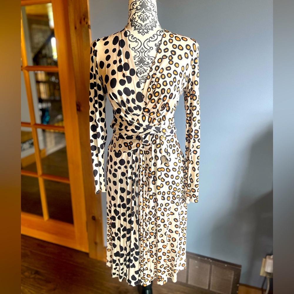 Vintage Issa London midi animal print dress size 10